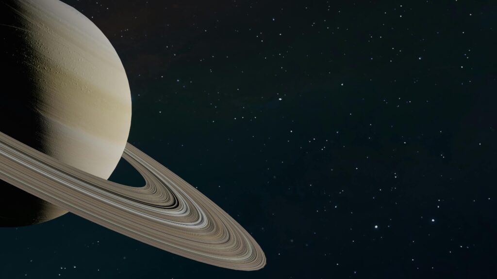 Stunning visual of Saturn and its iconic rings against the backdrop of space.